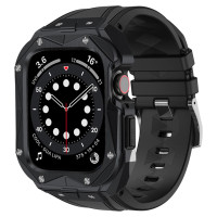 Kingxbar [RETURNED ITEM] Kingxbar CYF140 2in1 armored case for Apple Watch 9, 8, 7 (45 mm) made of stainless steel with a strap, black
