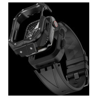 Kingxbar [RETURNED ITEM] Kingxbar CYF140 2in1 armored case for Apple Watch 9, 8, 7 (45 mm) made of stainless steel with a strap, black