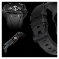 Kingxbar [RETURNED ITEM] Kingxbar CYF140 2in1 armored case for Apple Watch 9, 8, 7 (45 mm) made of stainless steel with a strap, black