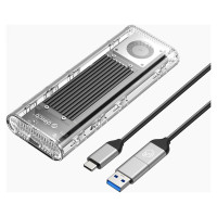 Orico TCM2-G20 M.2 NVME USB-C 3.2 20Gb/s Disk Drive - Silver/Transparent