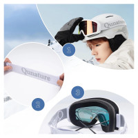 Qunature White Ski Goggles for Adults - White