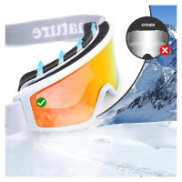 Qunature White Ski Goggles for Adults - White