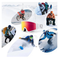 Qunature White Ski Goggles for Adults - White