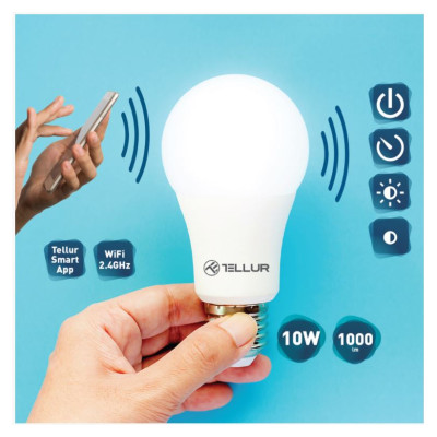 Tellur WiFi Smart Bulb E27, 10W White/Warm, Dimmer
