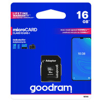 Goodram Microcard 16 GB micro SD HC UHS-I class 10 memory card, SD adapter (M1AA-0160R12)