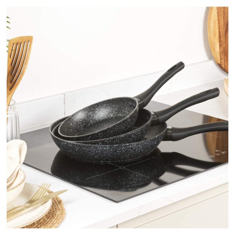 Salter BW11459BRMFOB Megastone Thermo Collar 3-Piece Frying Pan Set - 20/24/28cm