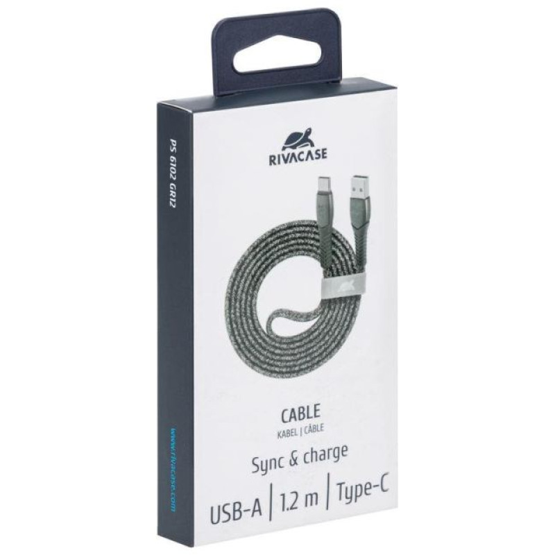 Rivacase CABLE USB-C TO USB2.0 1.2M/GREY PS6102 GR12 RIVACASE