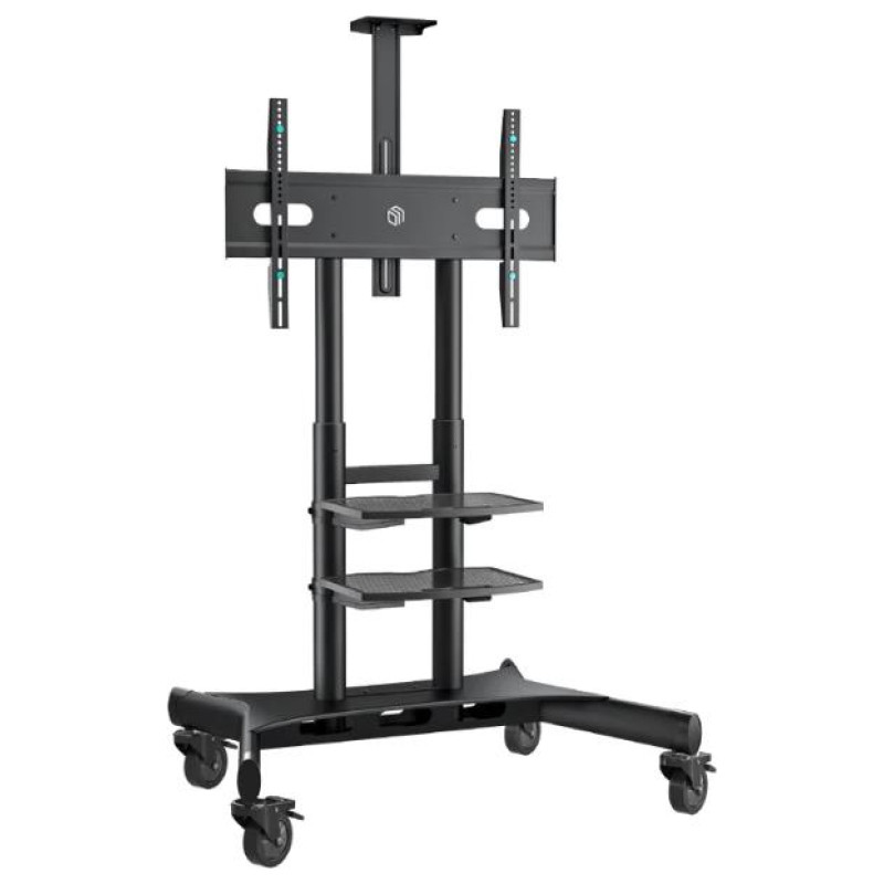 Onkron Mobile TV Stand for 50-83&rdquo; TVs with Wheels Shelves Height Adjustable Rolling TV Cart, Black