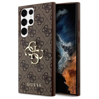 Guess 4G Big Metal Logo Case for Samsung Galaxy S24 Ultra - Brown