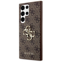 Guess 4G Big Metal Logo Case for Samsung Galaxy S24 Ultra - Brown