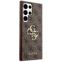 Guess 4G Big Metal Logo Case for Samsung Galaxy S24 Ultra - Brown