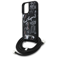 Karl Lagerfeld Crossbody Grained Pattern & Logo Case for iPhone 16 - Black