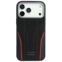 Audi R8 Genuine Leather MagSafe Case for iPhone 17 Pro Max - Black and Red