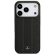 Mercedes Leather Laurel Leaves Stripes MagSafe Case for iPhone 17 Pro - Black
