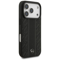 Mercedes Leather Laurel Leaves Stripes MagSafe Case for iPhone 17 Pro - Black