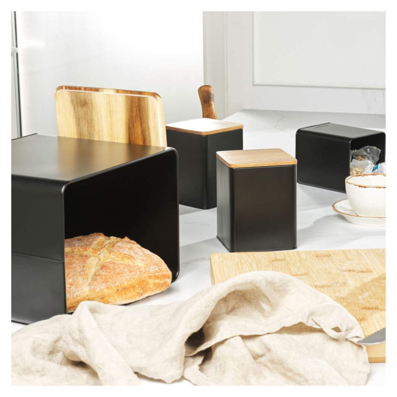 Salter BW129001EU7 Toronto 4-Piece Bread Bin & Canister Set - Black