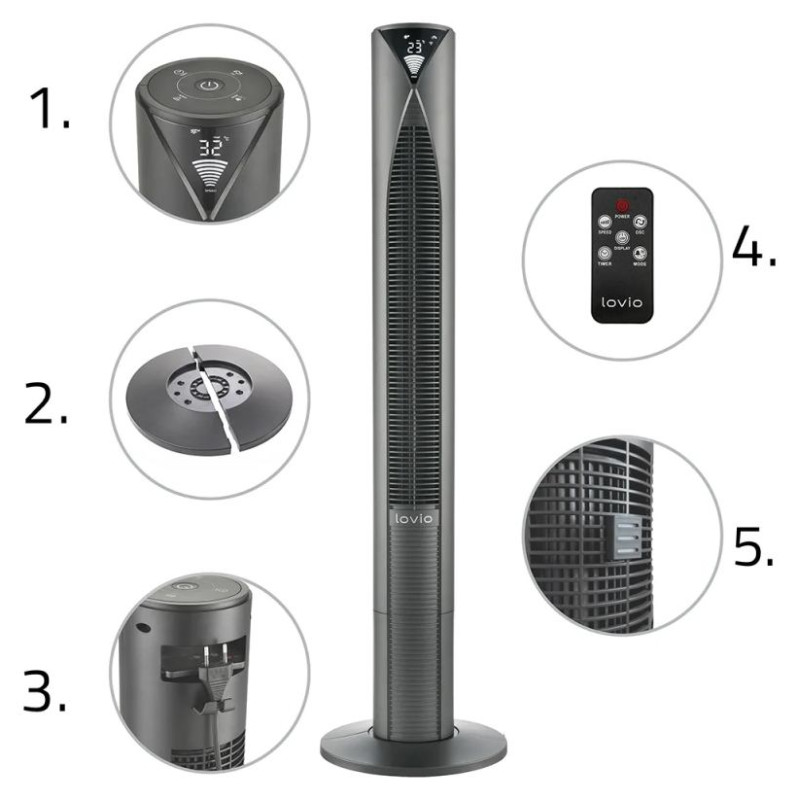 Lovio LVTF202Y24C-TI Tower Fan AirWave PRO Titan