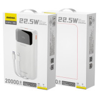 Dudao K15Pro Power Bank 20000mAh 22.5W PD USB-C / USB-A / Built-in Lightning and USB-C Cables - White