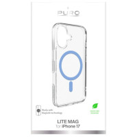 Puro Lite Mag TPU+PC Case Compatible with MagSafe for iPhone 17 - Transparent with Blue Ring
