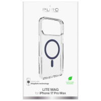 Puro Lite Mag TPU+PC Case Compatible with MagSafe for iPhone 17 Pro Max - Transparent with Blue Ring