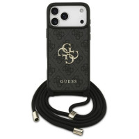 Guess 4G Big Logo Cord Stap Crossbody Case for iPhone 17 Pro Max - Black