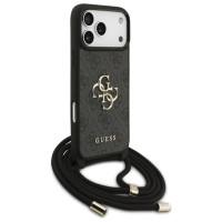 Guess 4G Big Logo Cord Stap Crossbody Case for iPhone 17 Pro Max - Black
