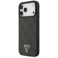 Guess Leather 4G Triangle Strass MagSafe Case for iPhone 17 Pro Max - Black