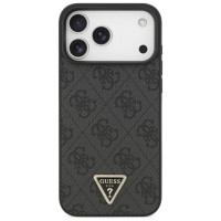 Guess Leather 4G Triangle Strass MagSafe Case for iPhone 17 Pro Max - Black