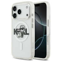 Karl Lagerfeld IML Glitter Karl & Choupette Sketch Logo MagSafe Case for iPhone 17 Pro - Clear