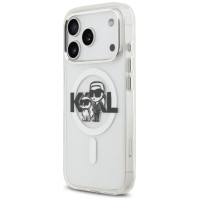 Karl Lagerfeld IML Glitter Karl & Choupette Sketch Logo MagSafe Case for iPhone 17 Pro - Clear