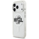 Karl Lagerfeld IML Glitter Karl & Choupette Sketch Logo MagSafe Case for iPhone 17 Pro - Clear
