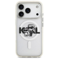 Karl Lagerfeld IML Glitter Karl & Choupette Sketch Logo MagSafe Case for iPhone 17 Pro - Clear
