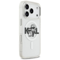 Karl Lagerfeld IML Glitter Karl & Choupette Sketch Logo MagSafe Case for iPhone 17 Pro - Clear