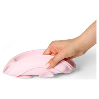 Babyono Silikona šķīvis 1482/02 pink+elastīgas karotes 1066 DĀVANA!