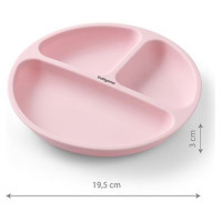 Babyono Silikona šķīvis 1482/02 pink+elastīgas karotes 1066 DĀVANA!