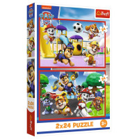 Trefl PAW PATROL Puzļu komplekts Jautrā suņu diena, 2x24 gab.