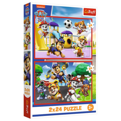 Trefl PAW PATROL Puzļu komplekts Jautrā suņu diena, 2x24 gab.