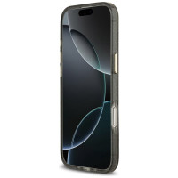 Guess IML Glitter Flowers Triangle MagSafe case for iPhone Air - black