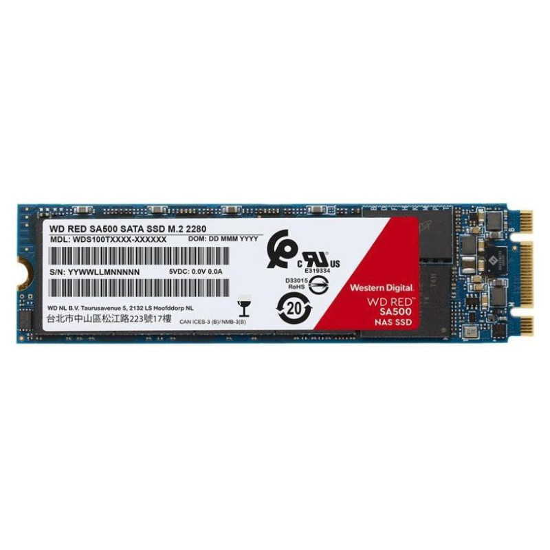 Western Digital SSD|WESTERN DIGITAL|Red SA500|2TB|M.2|SATA 3.0|Write speed 530 MBytes/sec|Read speed 560 MBytes/sec|2.38mm|TBW 1300 TB|MTBF 2000000 hours|WDS200T1R0B
