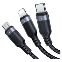 Joyroom Kabel Joyroom S-A18 3w1 3,5A USB-A - Lightning+USB-C+MicroUSB 1,2m - czarny