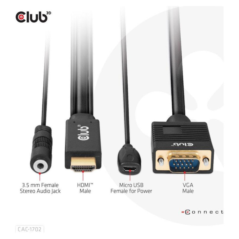 Club3D CABLE HDMI TO VGA 2M/M/M CAC-1712 CLUB3D