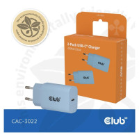 Club3D MOBILE CHARGER WALL USB-C/2PACK 30W BLUE CAC-3022 CLUB3D
