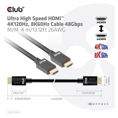 Club3D CABLE HDMI TO HDMI 4M/M/M CAC-1374 CLUB3D