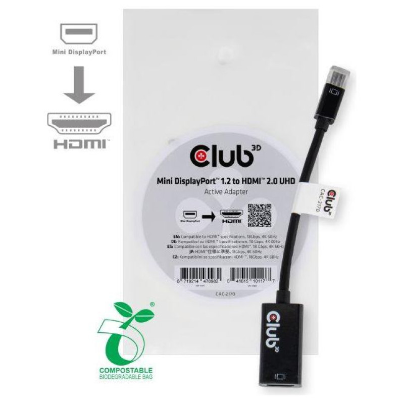 Club3D I/O ADAPTER MINI DP TO HDMI/M/F CAC-2170 CLUB3D
