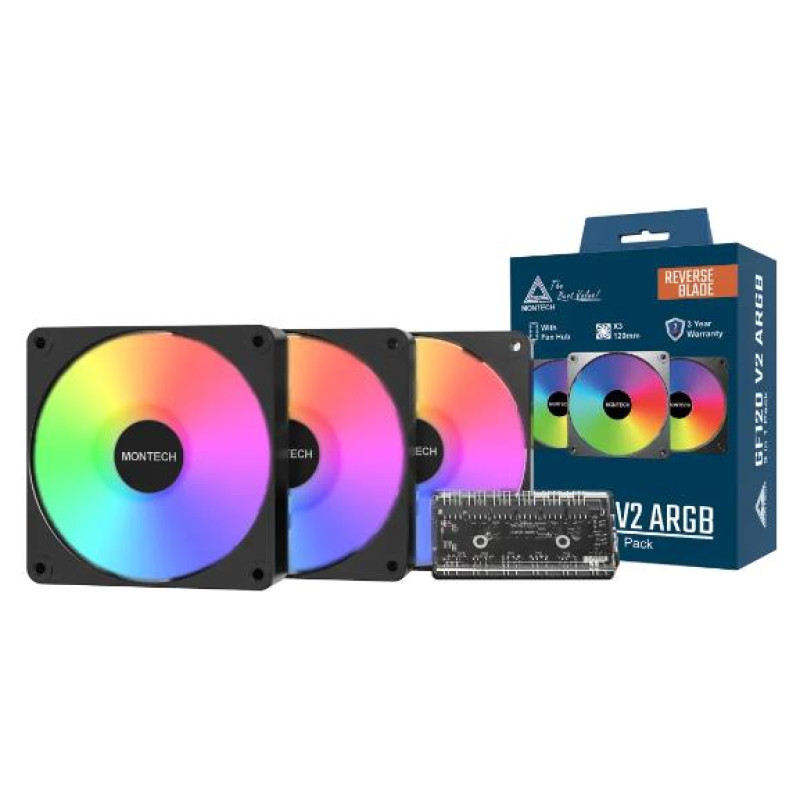 Montech CASE FAN 120MM GF120R V2/ARGB PWM 3I1 (B) MONTECH