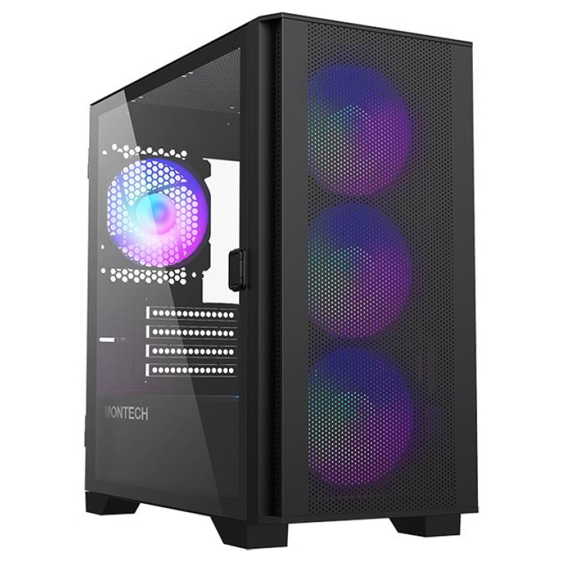 Montech Case|MONTECH|AIR 100 ARGB|MidiTower|Case product features Transparent panel|Not included|MicroATX|MiniITX|Colour Black|AIR100ARGB(B)