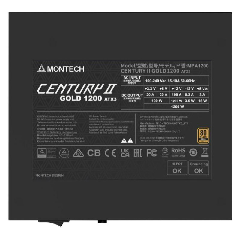 Montech Power Supply|MONTECH|CENTURY II|ATX|1200 W|CENTURYII1200