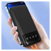 Dudao K6Pro Universal 10000mAh Power Bank with USB Cable, USB Type C, Lightning Black (K6Pro-black)