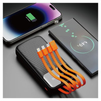 Dudao K6Pro Universal 10000mAh Power Bank with USB Cable, USB Type C, Lightning Black (K6Pro-black)