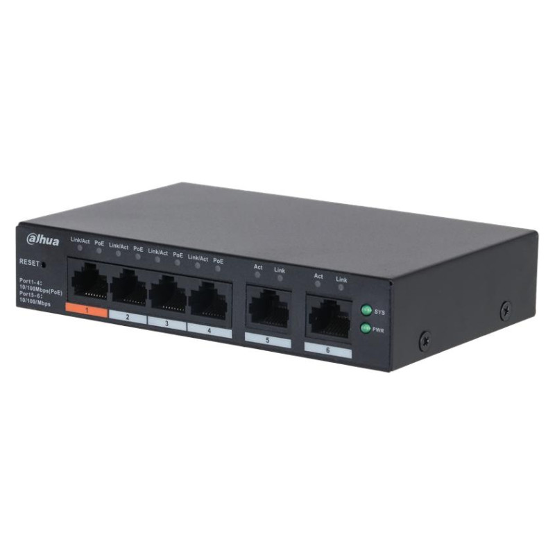 Dahua Switch|DAHUA|DH-CS4006-4ET2ET-60|Type L2|PoE ports 4|60 Watts|CS4006-4ET2ET-60